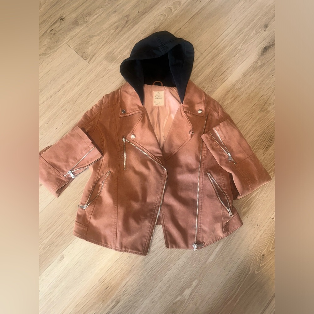 We The Free Vegan Leather Jacket with Black Hood